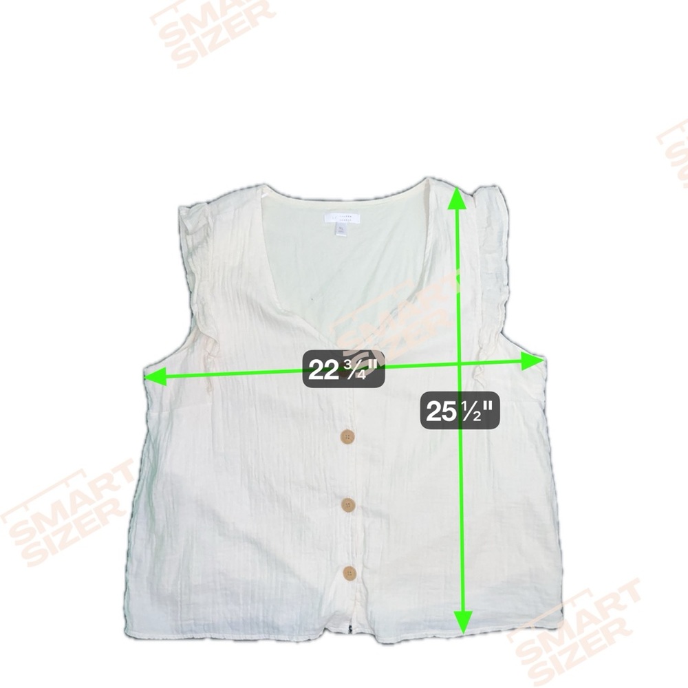 LC Lauren Conrad Cream Ruffle Sleeve Top XL - Picture 3 of 7